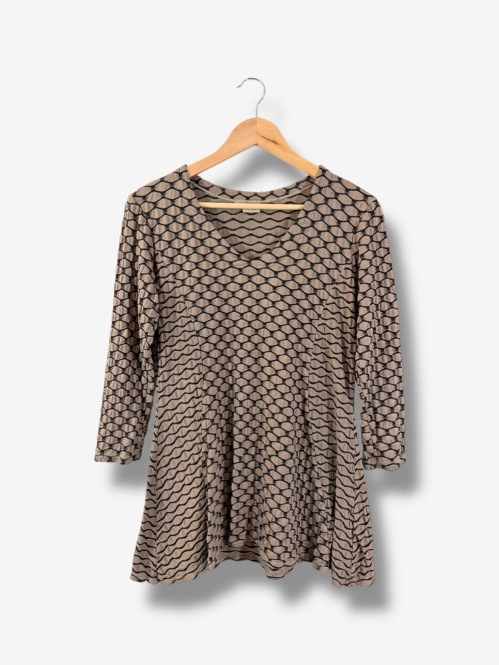 Tianello Peyton Tunic Size S Taupe Brown Honeycomb Lagenlook Asymmetrical Casual